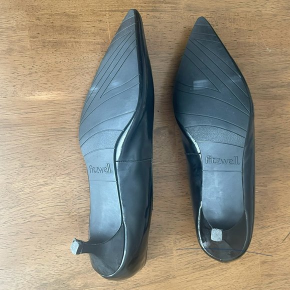 Fitzwell Yara Patent Leather Kitten Heel Pumps, Black, Size 9.5W - Picture 8 of 10